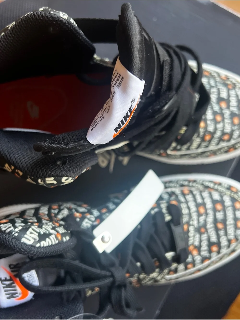Nike Air Force 1 High Top Lace-Up Sneaker All-Over "Just Do It" Black/White - Picture 3 of 12